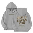 thumbnail image 2 of Jesus Loves You Hoodies for Girls Letter Print Graphic Christian Hoodie Sweatshirt Long Sleeve Casual Pullover Tops Gray 5-6 Years, 2 of 9