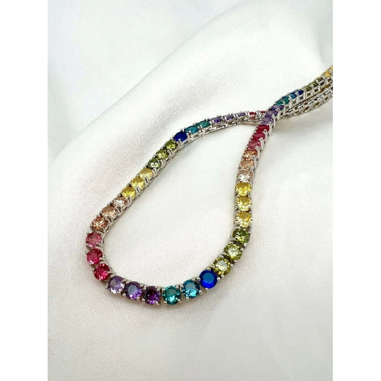 Rondelle Necklace Ombre Sapphire Necklace Rainbow Sapphire