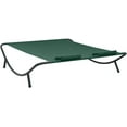 thumbnail image 4 of 2 Person Patio Lounge Bed with 2 Pillows, Outdoor Double Chaise Lounge Bed, Patio Daybed Outdoor Sunbed for Poolside, Garden, Backyard, Fabric Green,-260, 4 of 14