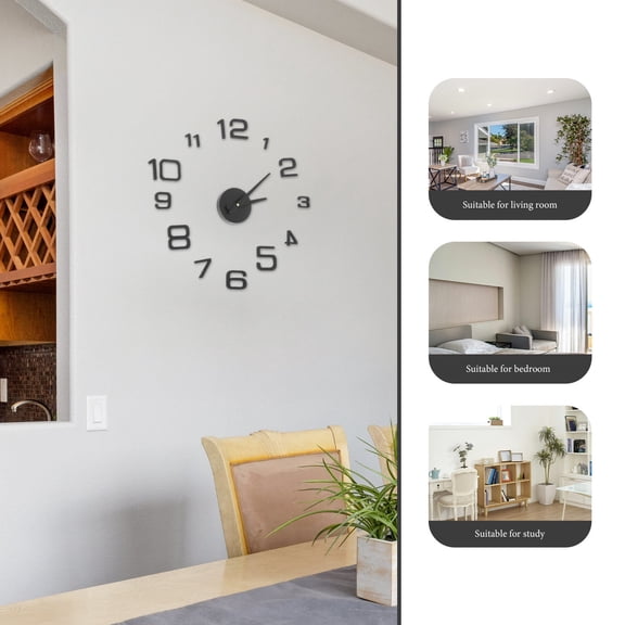 OUNONA 1 Set Modern Wall Clock Frameless DIY Acrylic Wall Clock Floating Number Wall Clock Decorative Hanging Clock for Home No Battery