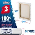 thumbnail image 2 of U.S. Art Supply 24 x 30 inch Stretched Canvas 12-Ounce Triple Primed, 3-Pack - Professional Artist Quality White Blank 3/4" Profile, 100% Cotton, Heavy-Weight Gesso - Acrylic Pouring, Oil Painting, 2 of 7