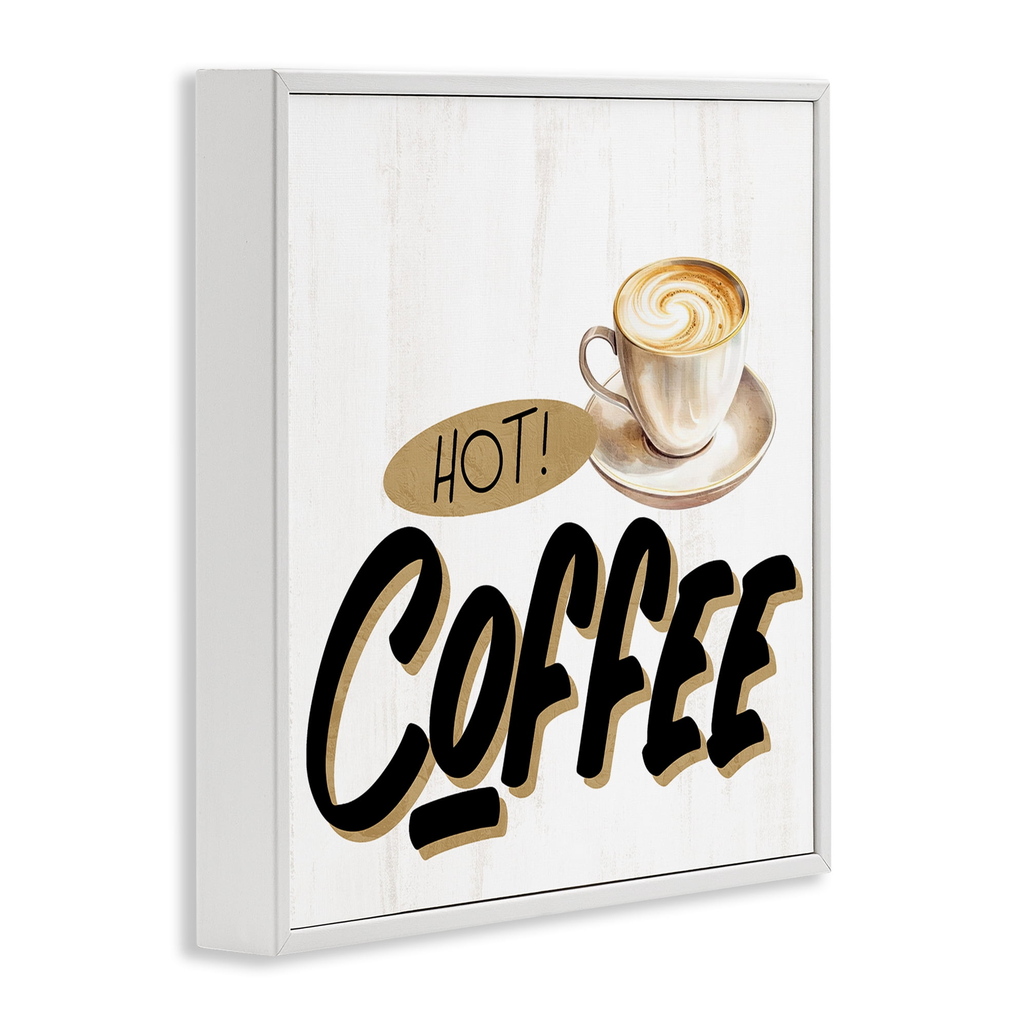 Stupell Industries Retro Fresh Hot Coffee White Framed Giclee Art, design by Kim Allen