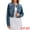 Blue, variant on Women's Collarless Button Down Long Sleeve Denim Jacket 2XL Blue