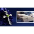 thumbnail image 3 of Dazzlingrock Collection 5X5mm Heart Shaped Center Peridot & Round White Diamond Religious Cross Pendant for Women with Silver Chain (0.21 ctw, Color I-J, Clarity I1-I2) in 14K Yellow Gold, 3 of 5