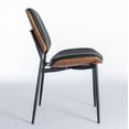 thumbnail image 5 of Dining Chairs A&A Furniture, Dining Chairs Set of 2 Mid Century Modern Retro Faux Leather Chair with Walnut Bentwood Back Upholstered Seat Metal Legs Adjustable Foot for Kitchen Dining Room Chairs(Bl, 5 of 19