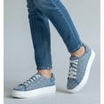 thumbnail image 5 of La Sheelah Women’s Rhinestone Platform Sneakers – Sparkly Glitter Fashion Shoes, Bling Casual Lace-Up Sneakers, Crystal Streetwear Flatform Shoes DOLCE-66 Blue Denim 5.5, 5 of 5