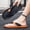 Black and White, variant on Men Black Woven Fabric Thong Flip Flops Orange Contrast Edge Embossed Logo Lightweight Non-Slip Beach Slippers