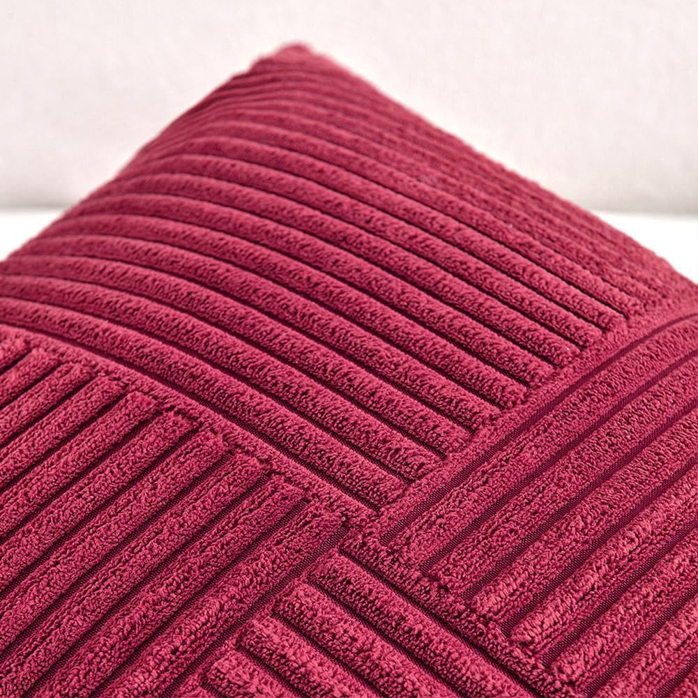 2 Packs Decorative Throw Pillow Covers for Living Room Couch Bed, Farmhouse Boho Home Decor, Soft Corss Corduroy Patchwork Textured Square Cushion Case