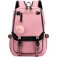 thumbnail image 1 of Mochila para niñas adolescentes, mochila para estudiantes de secundaria, mochila para exteriores con puerto de carga USB (rosa y negro) JFHHH pequeña, 1 of 5