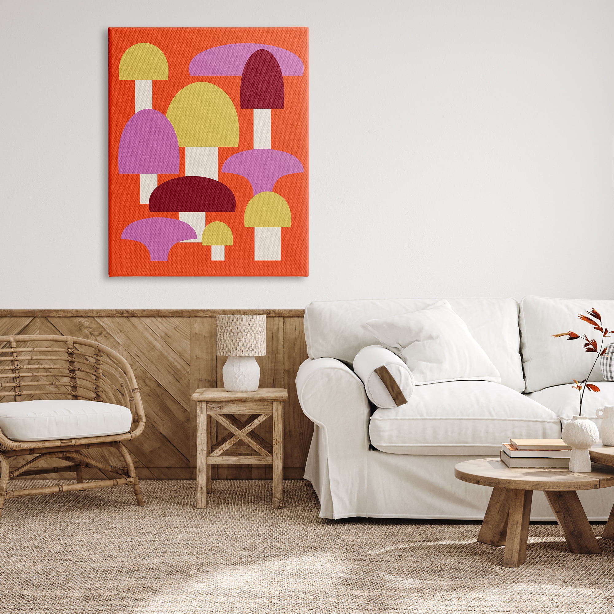 Stupell Industries Pop Style Mushrooms Botanical & Floral Painting Gallery Wrapped Canvas Art Print Wall Art, 36 x 48