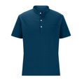 thumbnail image 5 of VgaVtl Men Polo Short Sleeve Turn Down Collar Mens Shirts Casual Solid Color Relaxed Fit Button Shirts,Blue XXL, 5 of 5