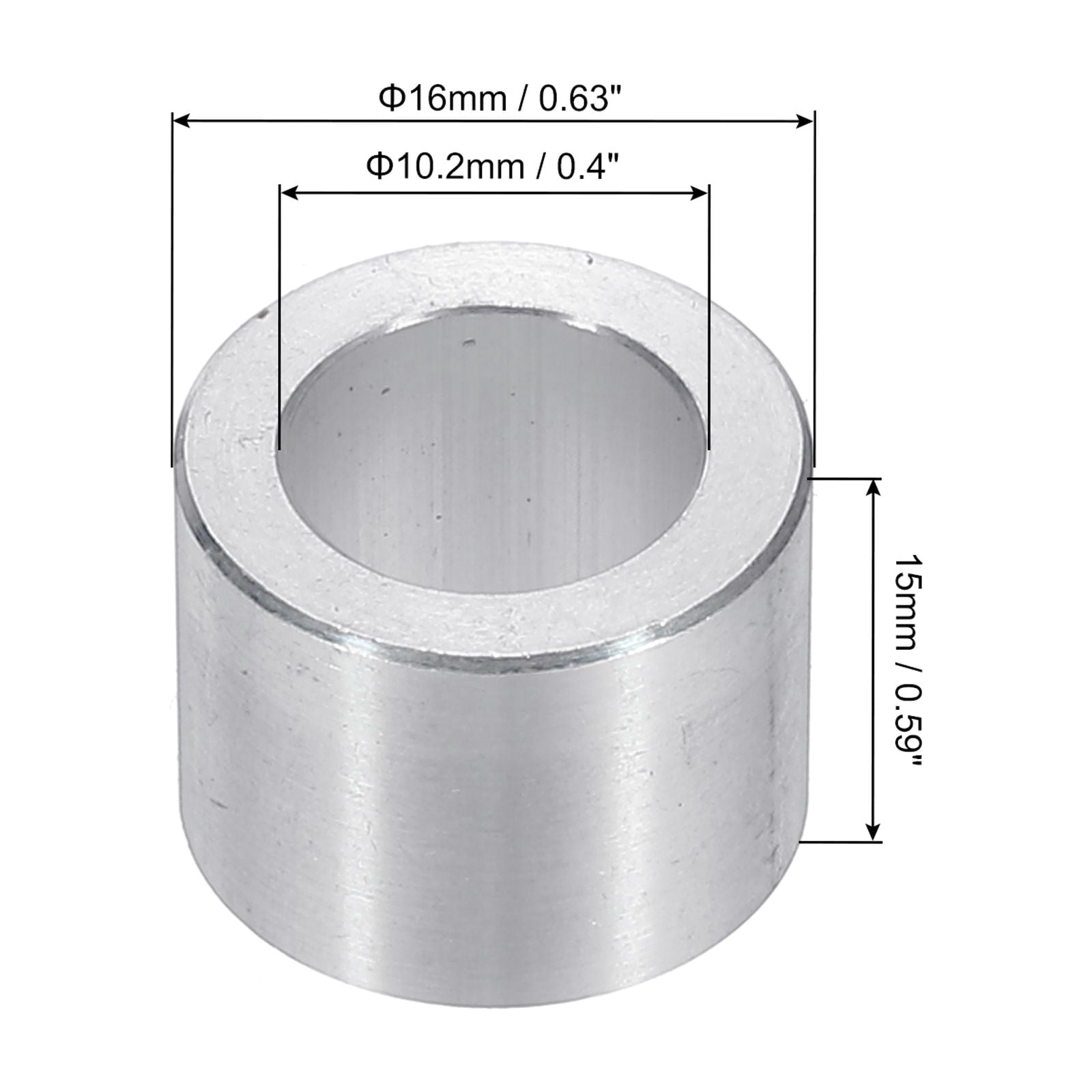 M10 Aluminum Spacers, 12 Pcs Metal Spacers Aluminum 10.2mm ID x 16mm OD x 15mm L Aluminum Spacer Screw Standoff Round for 3/8 or M10 Screw Bolts