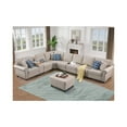 thumbnail image 6 of Devion Furniture Ella Faux Leather Modular Sectional Sofa with ottoman and cupholder console, 6 of 11