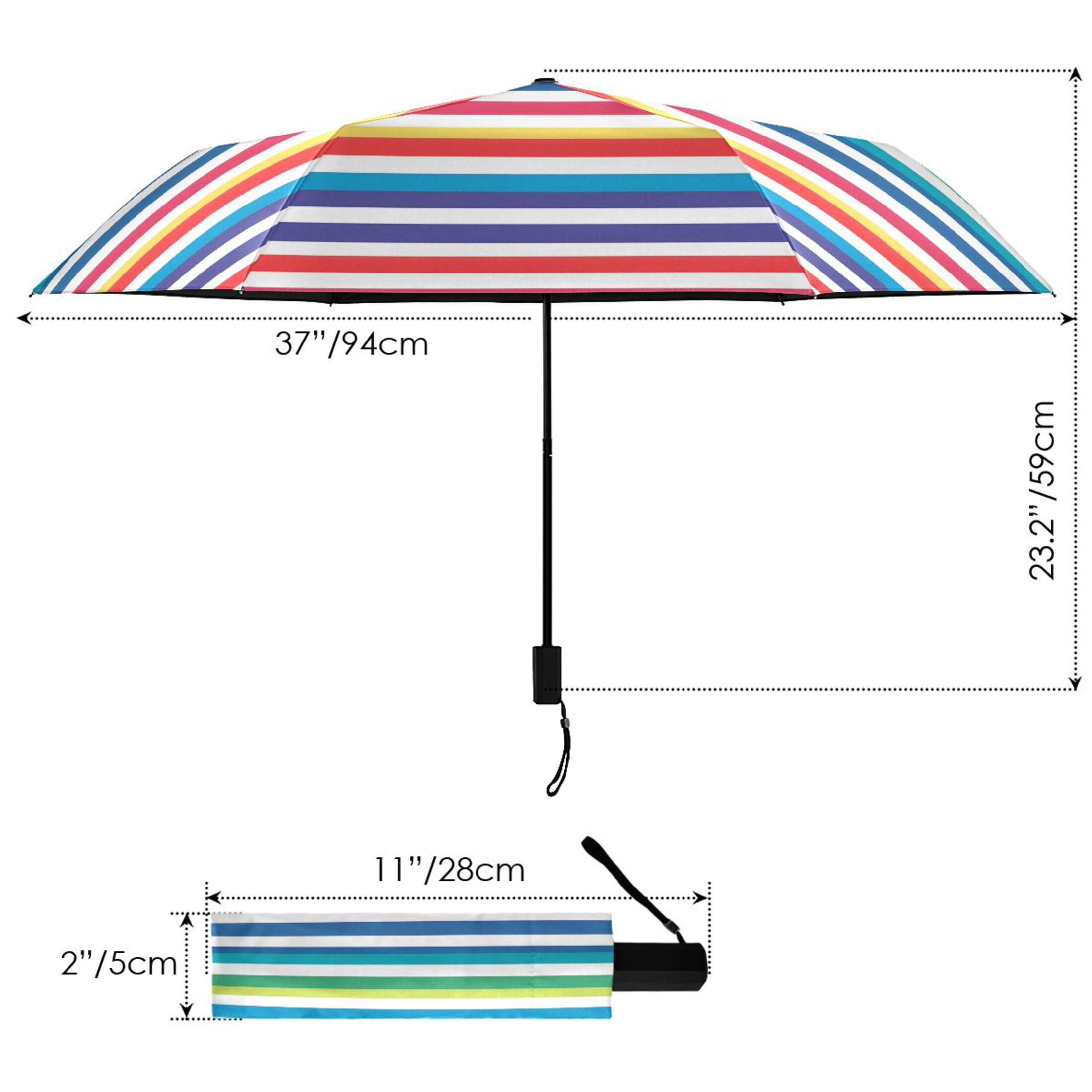 ALAZA Rainbow Stripes UPF 50+ Compact Folding Umbrella for Rain Travel Umbrella Packable