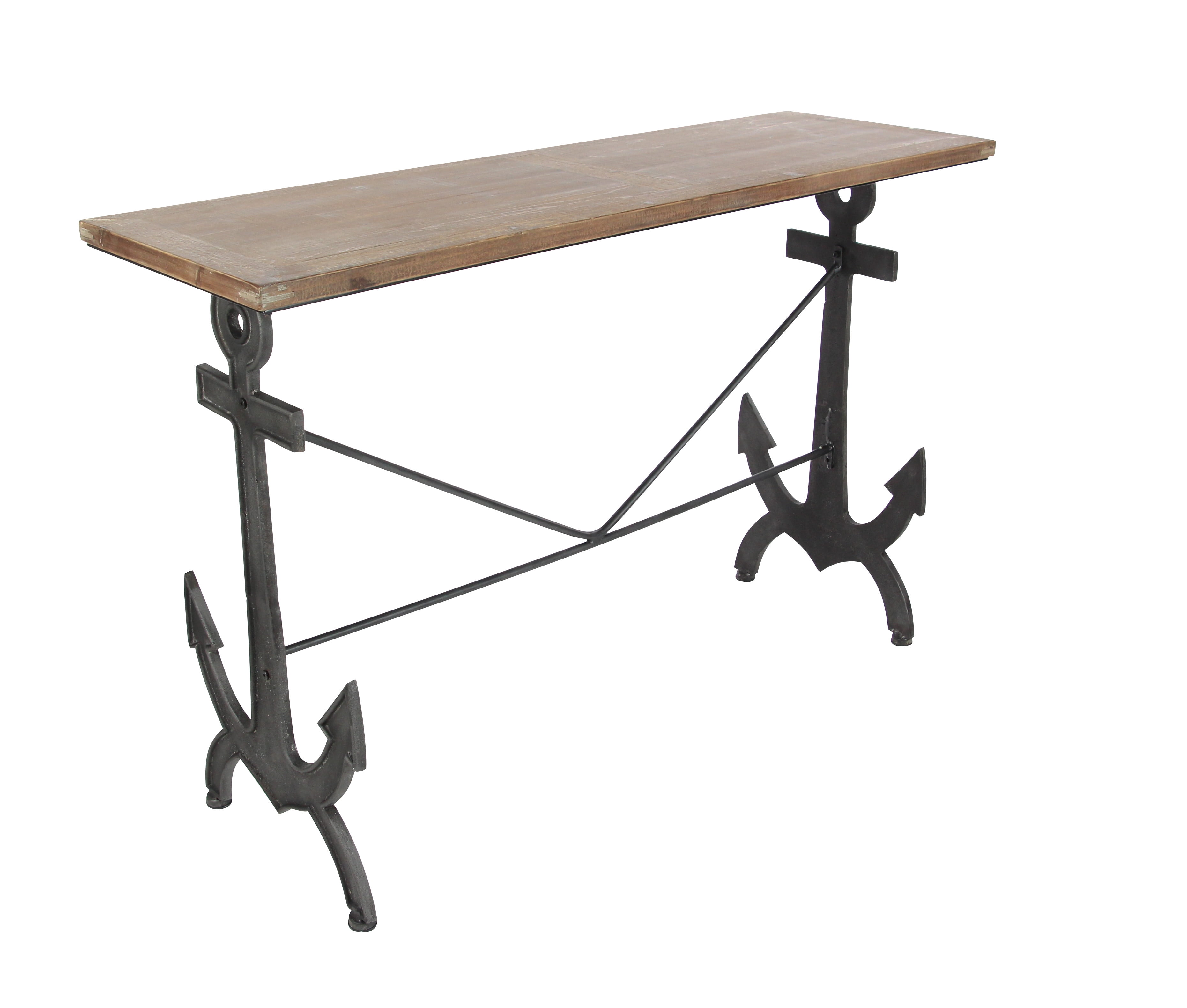 DecMode 31" x 48" Brown Metal Coastal Console Table