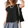 thumbnail image 3 of Peplum Tops for Women Crew-Neck Ruffled Bobydoll Tunic Tank Shirts Loose Fit Summer Outfits Black XL, 3 of 9