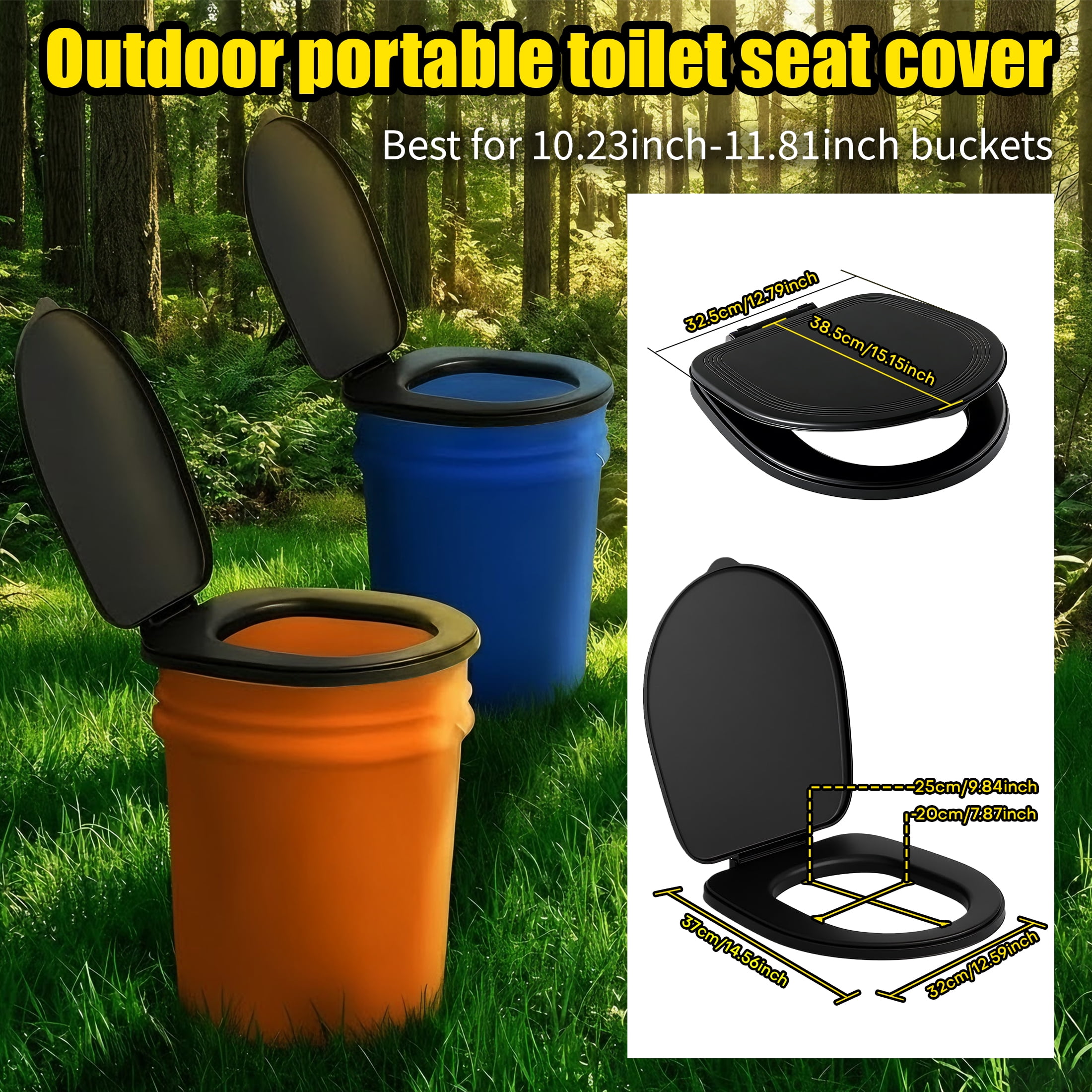 Toilet Seat, Outdoor Toilet Seat With Lid, Plastic Toilet Seat Cover Easy to Carry Portable Camping Outdoor Toilet Seat for Adults