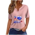 thumbnail image 2 of Fiudx Ofertas Del Día Blusa de Manga Corta Estampada a La Moda para Mujer, Blusas Informales con Cuello En V, 2 of 4