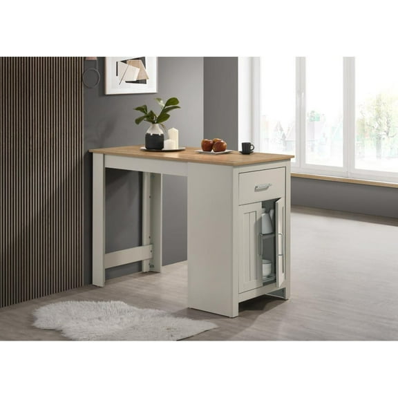 Miekor Furniture Alfonso 47" Light Gray Small Space Counter Height Dining Table with Cabinet and Drawer Storage No7038
