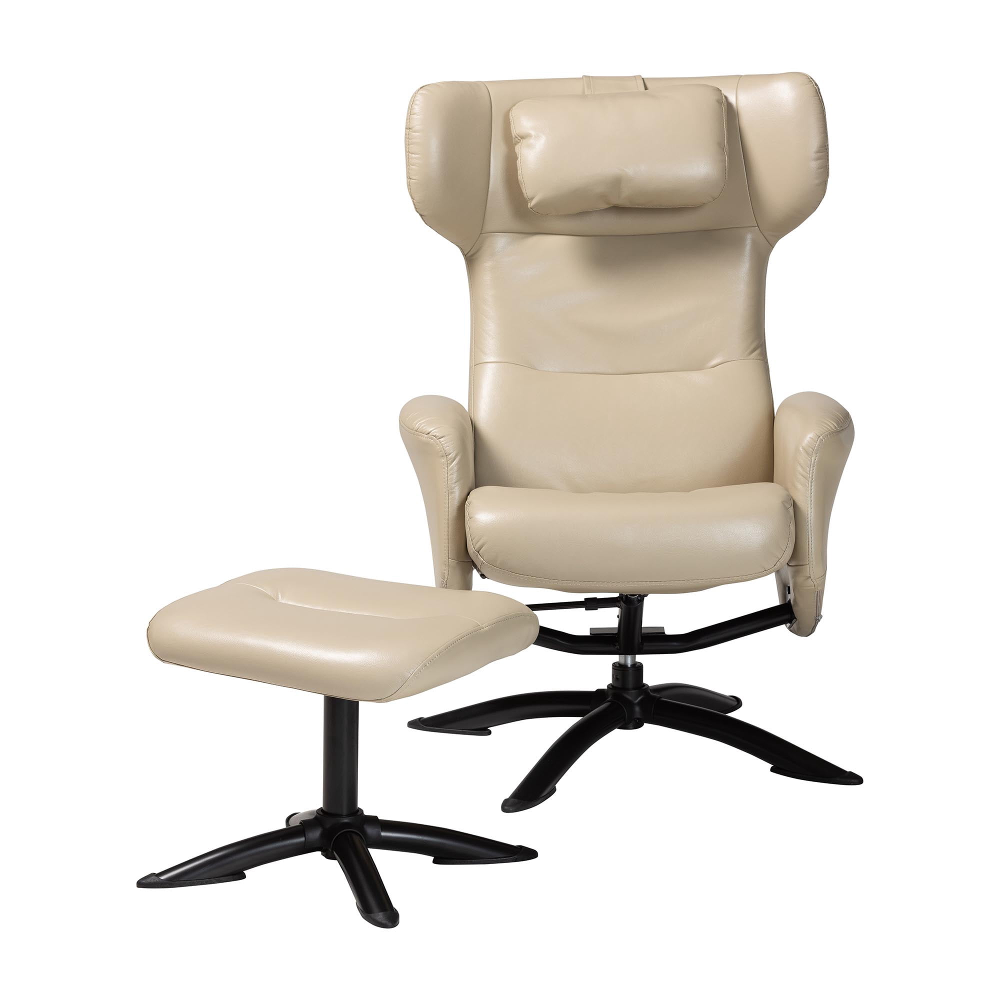 Baxton Studio Elwood Modern Lounge Chair and Footrest Set, 2-Piece, Black