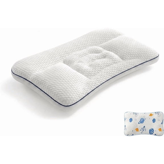 Posture Pillow,Ergonomic Cervical Support Pillow Cooling Gel Memory Foam Pillow for Side Back Stomach Sleepers (1-3)