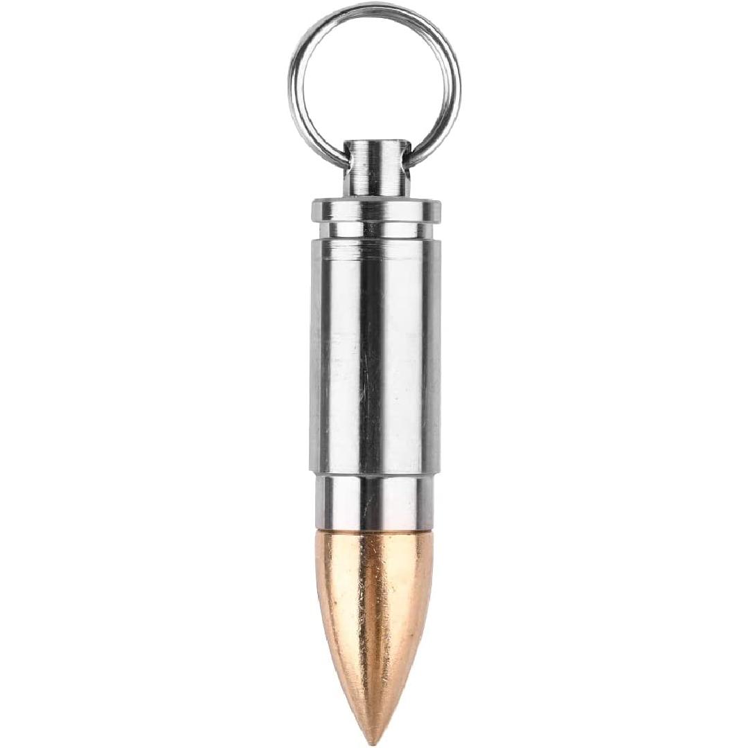 SW801 Keychain Pill Holder, Portable Brass and Titanium Waterproof Pill