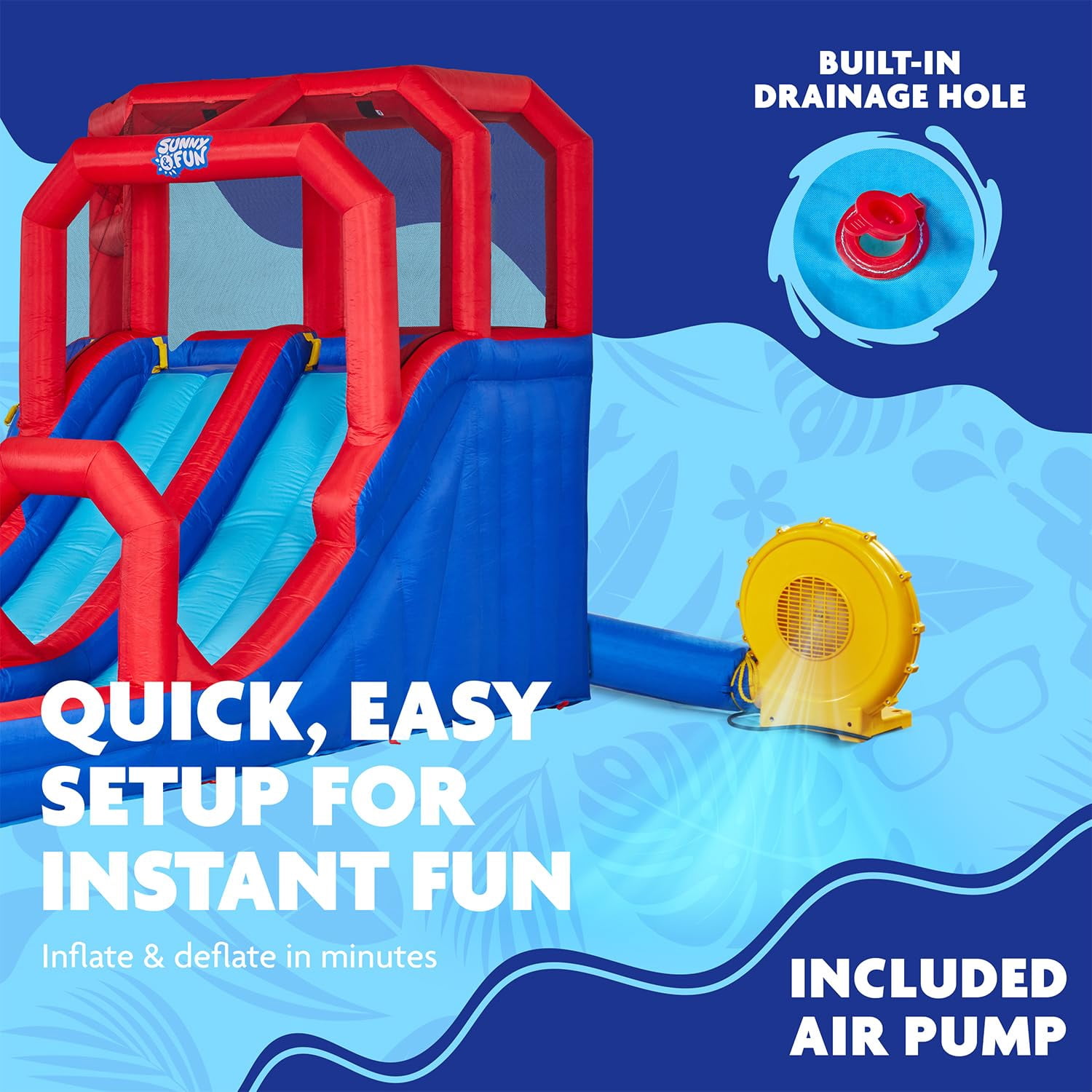 Sunny & Fun Fun Nylon Water Slide for Backyard Climb & Bounce Water Park