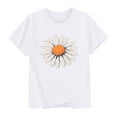 thumbnail image 4 of Cotton Cute T-shirts for Girls Casual Summer Tee Daisy Flower Print Round Neck Tshirts Short Sleeve Tops (13 Years, White), 4 of 4