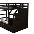 thumbnail image 6 of Twin Over Twin Bunk Bed, Wooden Bunk Bed with Twin Size Trundle and Ladder for Kids Teens Toddler, Space Saving Design Bed Frame with 3 Storage Stairs and Guardrails, No Box Spring Needed, Espresso, 6 of 7