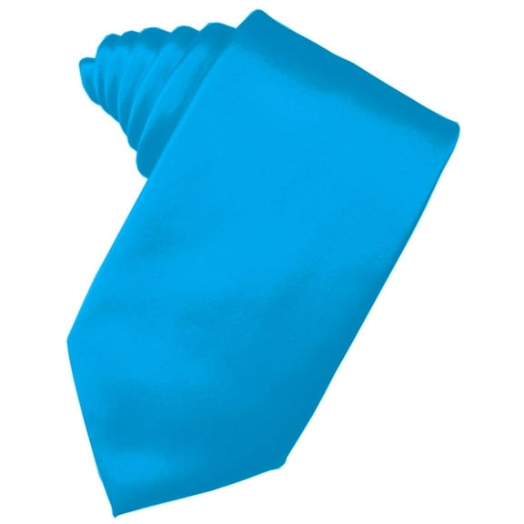 Men's Solid Satin Neck Tie 59" Long. 3.5" Wide in Blue