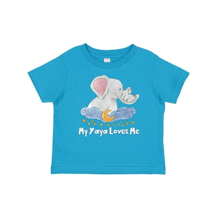 

Inktastic My Yaya Loves Me Cute Elephants Clouds Moon and Stars Gift Baby Boy or Baby Girl T-Shirt