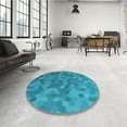 thumbnail image 4 of Ahgly Company Machine Washable Indoor Square Transitional Bright Turquoise Blue Area Rugs, 4' Square, 4 of 7