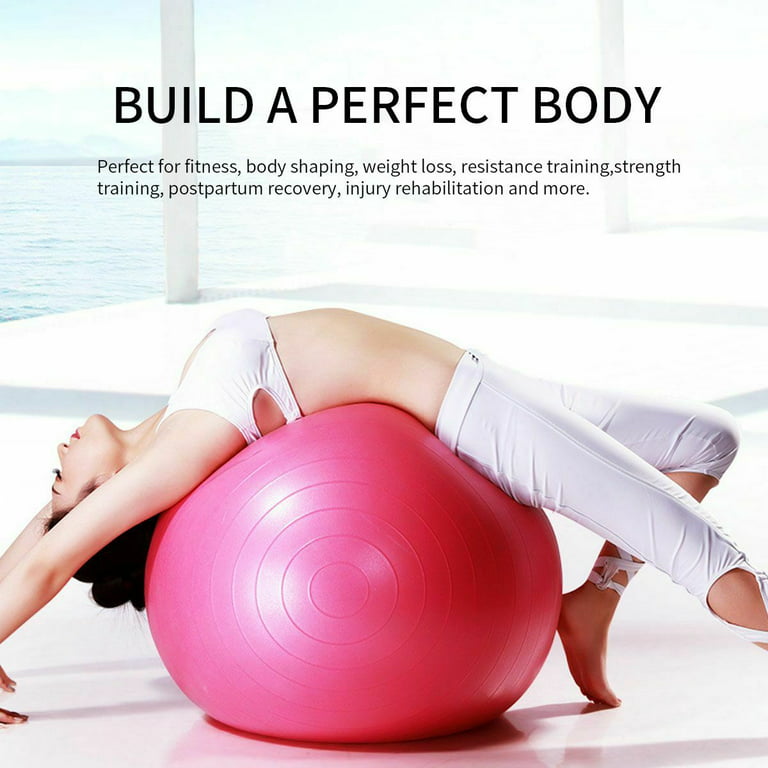 Yoga Ball, Professional Stability Ball for Athletes, Slow Deflate Fitness  Ball for Improved Posture, Balance, Yoga, Pilates, Pink