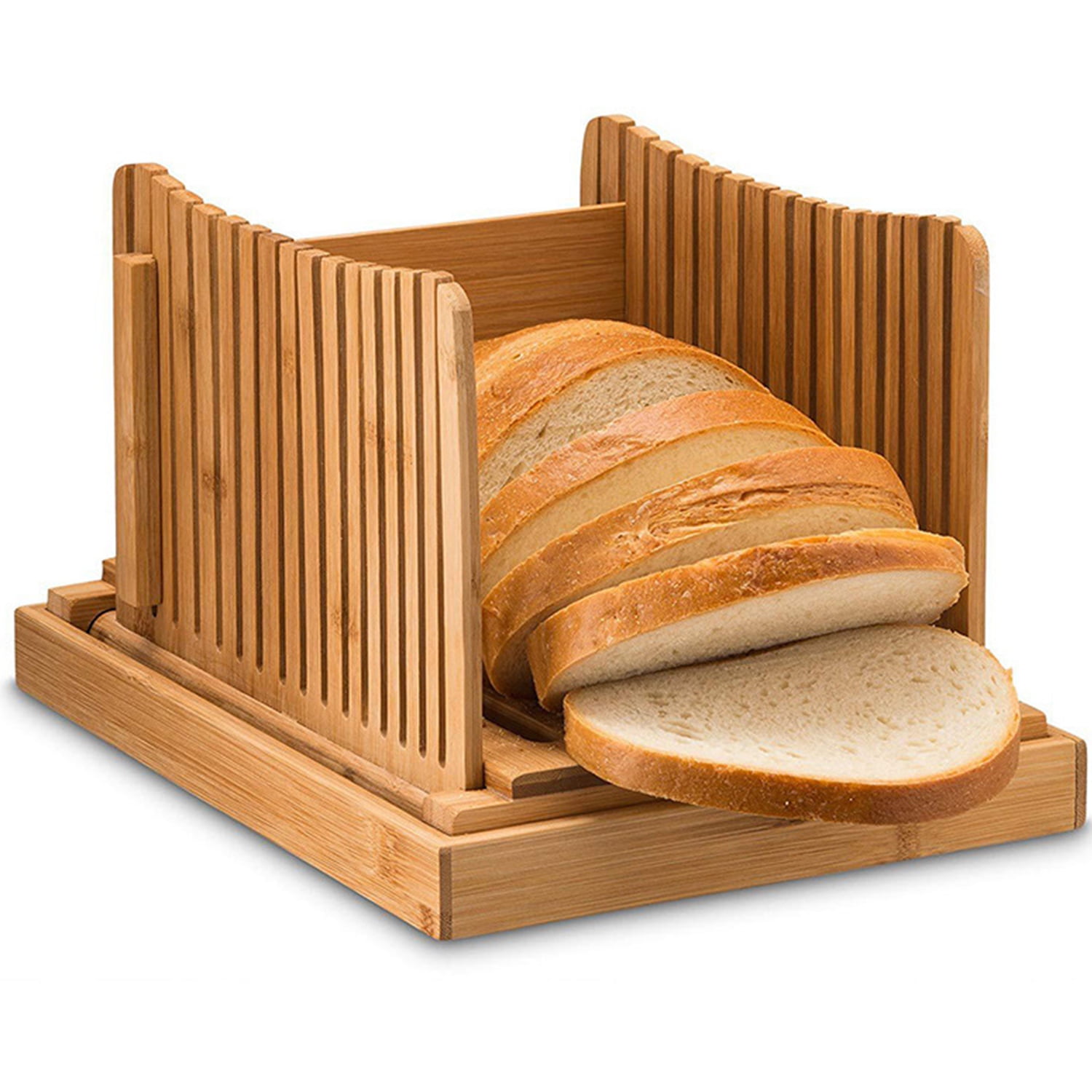 Bamboo Bread Slicer for Homemade Bread Loaf – Wooden Bread Cutting Board  with Crumble Holder – Foldable, Adjustable and Compact Loaf Cutter – Thin  or Thick Slices price in UAE,  UAE