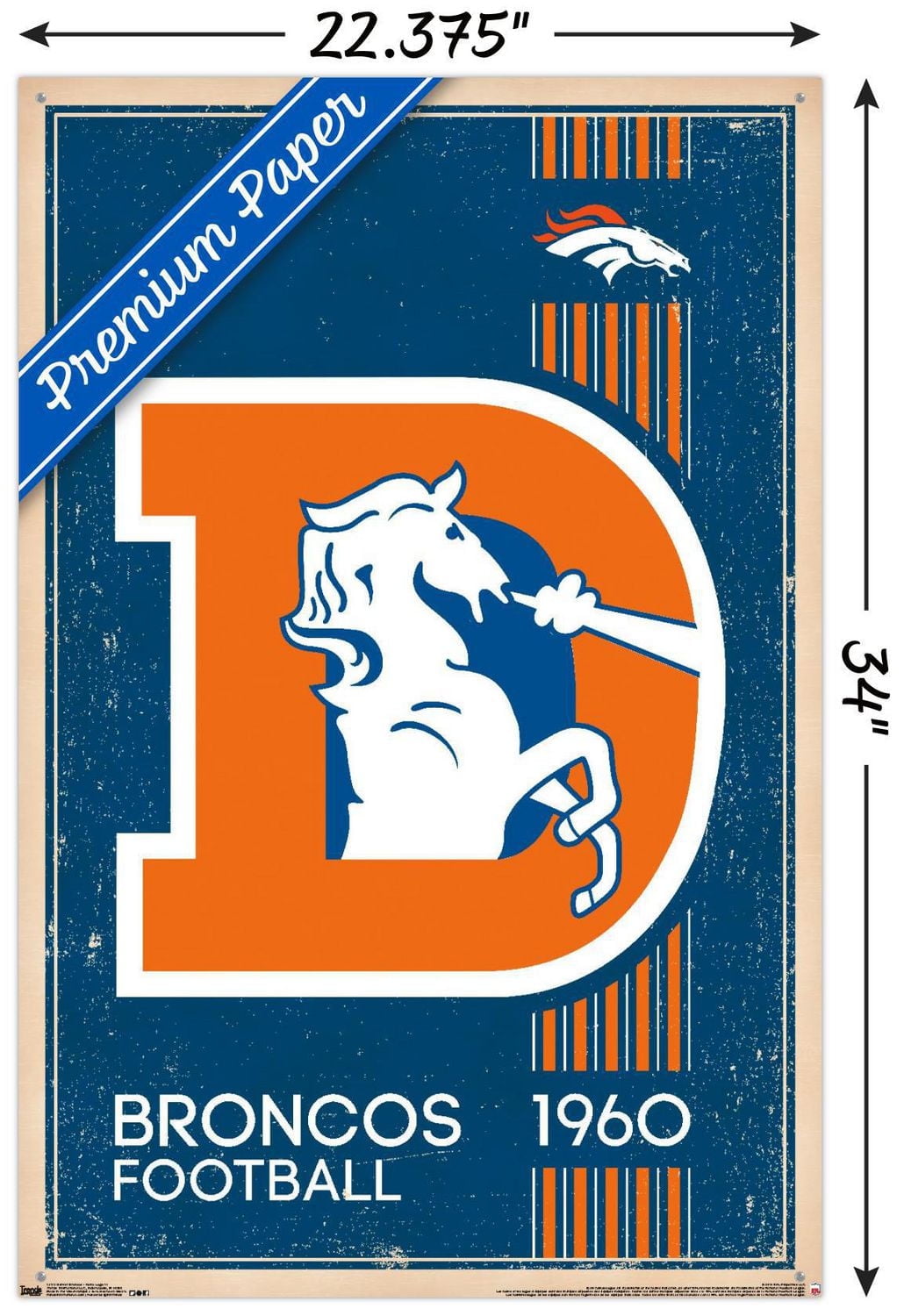 NFL Denver Broncos - Retro Logo 14 Wall Poster, 22.375" x 34"