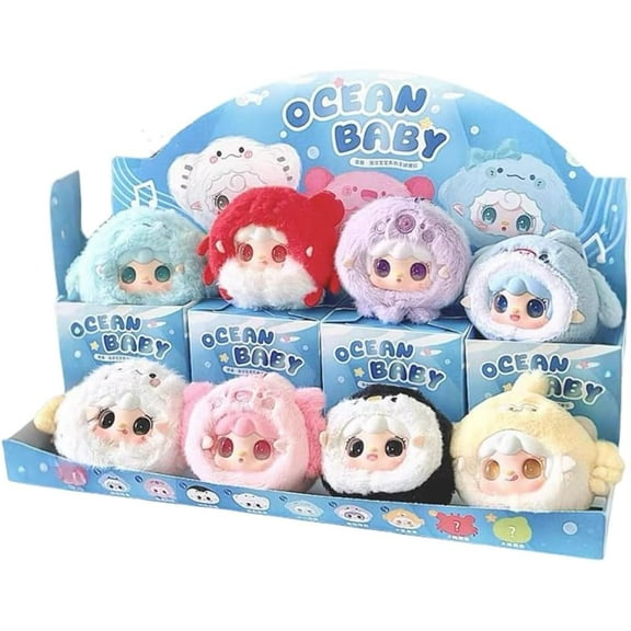 New Yooki V6 Mini Ocean Baby Plush Series Blind Box Christmas Decorations Cute Anime Figure Pendant Mystery Box Surprise Gift Christmas Gifts for Boys and Girls (Random 1pcs)