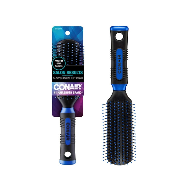 Conair Gel Grips, Nylon Bristle Paddle Hairbrush (Colors Vary