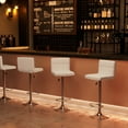 thumbnail image 2 of Vineego Modern Square PU Leather Swivel Adjustable Bar Stool, Set of 2, Bar Stool for Kitchen Counter,White, 2 of 9
