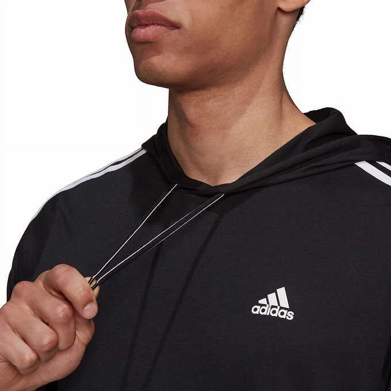 adidas Men’s Lightweight Pullover Sweatershirt Hoodie (Black, Large)