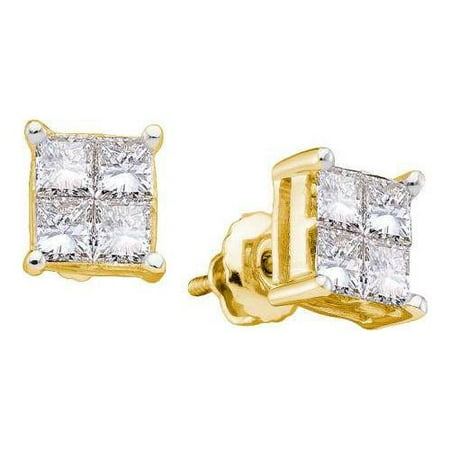 1.00Ctw Princess Diamond Highend Ladies Invisible Earrings