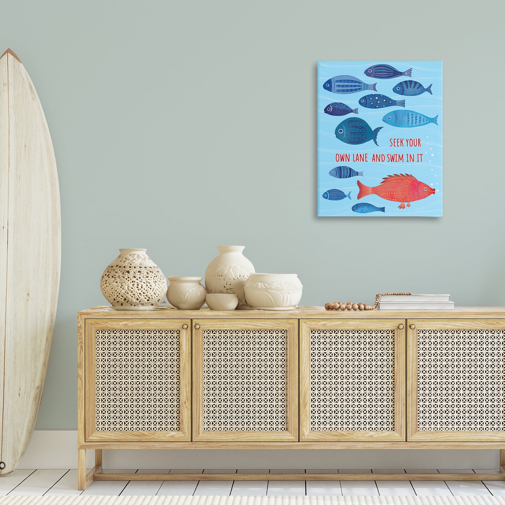 Stupell Industries Swim In Your Own Lane Nautical & Beach Painting Wrapped Canvas Art Print Wall Art, 24 x 30