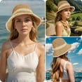 thumbnail image 5 of Floppy Big Beach Straw Hats for Women Foldable Summer Wide Brim Packable Sun Hat Womens Travel Straw Fedora Hat, 5 of 7