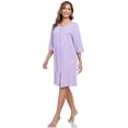 thumbnail image 6 of EA'S SECRET Women's Lightweight 100% Cotton Mid-Length Robe Zip Front Bathrobe 3/4 Sleeve Spa Kimono Robe Bridesmaid Bride Party Robes Sleepwear Bath Robes with Pockets(Purple,L), 6 of 8