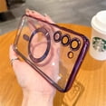 thumbnail image 2 of For Magsafe Plating Clear Magnetic Wireless Charge Case For Samsung Galaxy S22 S21 S20 FE S23 Note 20 Ultra Plus Soft TPU Cover Gold For Samsung S22, 2 of 6