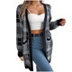thumbnail image 2 of Cárdigan informal de manga larga con bolsillos y bloques de color para mujer, chaqueta, blusa de poliéster, 2 of 8