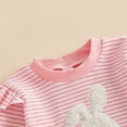 thumbnail image 4 of Aihuaihua Easter Bunny Embroidered Striped Sweatshirt With Flared Pants Soft Knit Two Piece Outfit For Toddler And Preschool Girls Baby Easter clothing set, 4 of 9