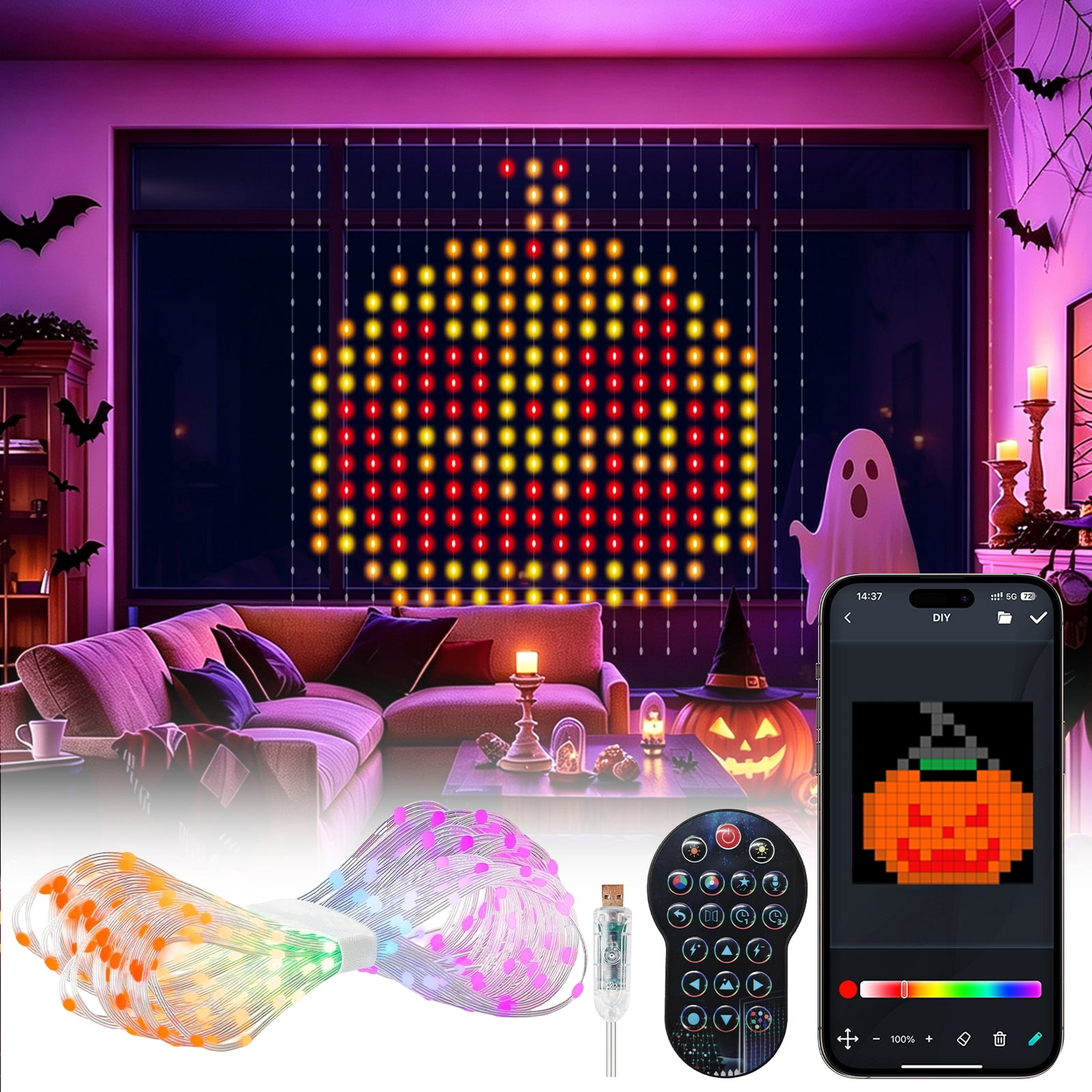 DAYBETTER 200ft Permanent Outdoor Lights, RGB Eaves String Lights
