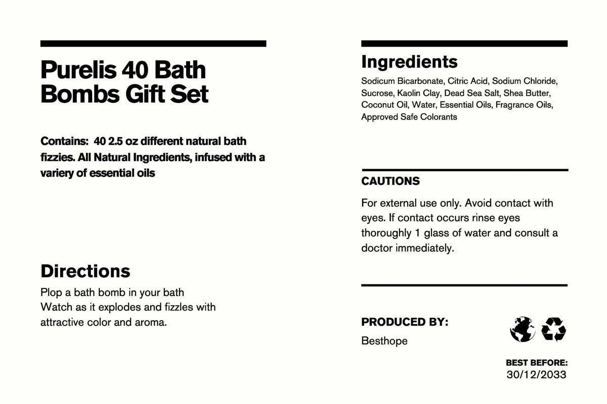 Purelis Natural Bath Bomb Gift Set for Kids; Women & Men