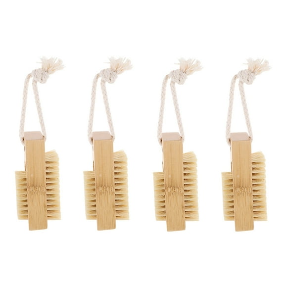 OUNONA 4Pcs Manicure Brushes for Nails with Bamboo for Dirt Removal
