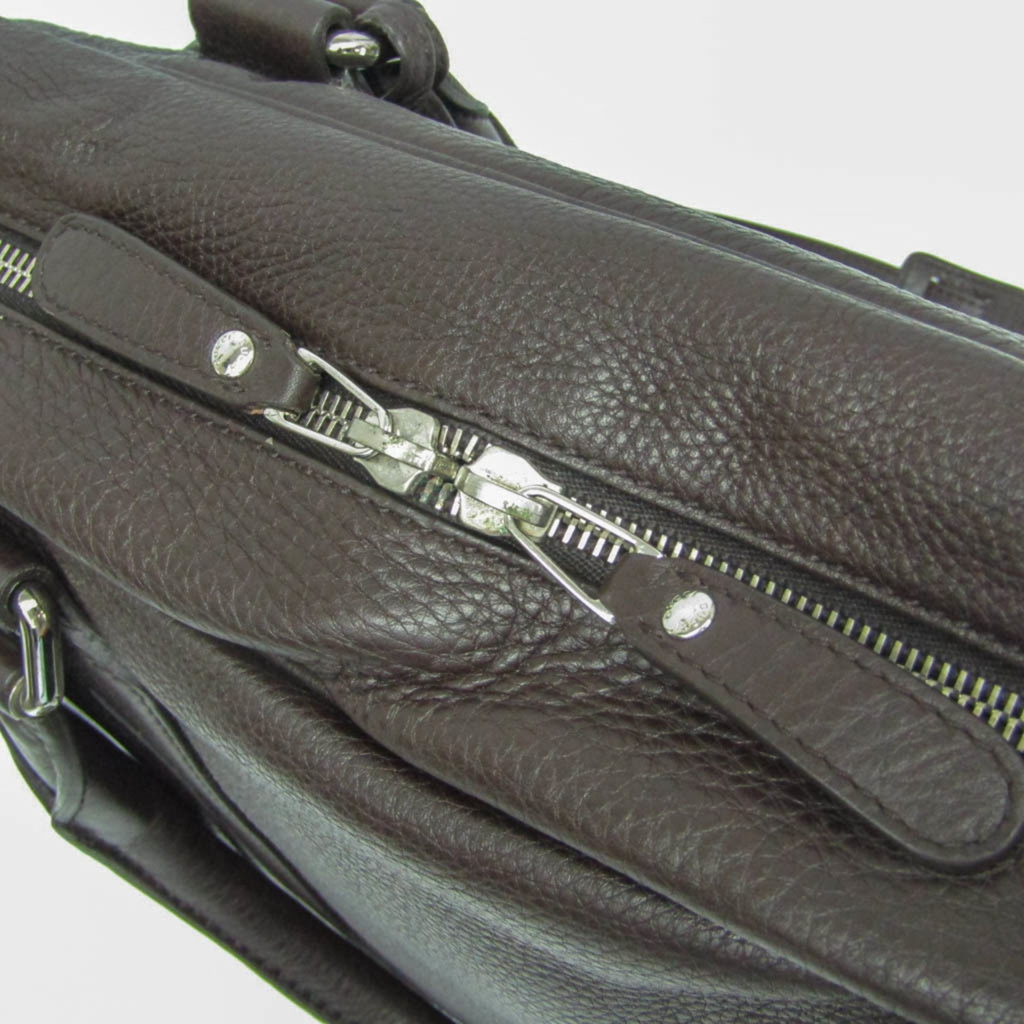 Pre-Owned Gucci Business Bag 231850 Men's Leather Briefcase,Shoulder Bag Dark Brown (Good)